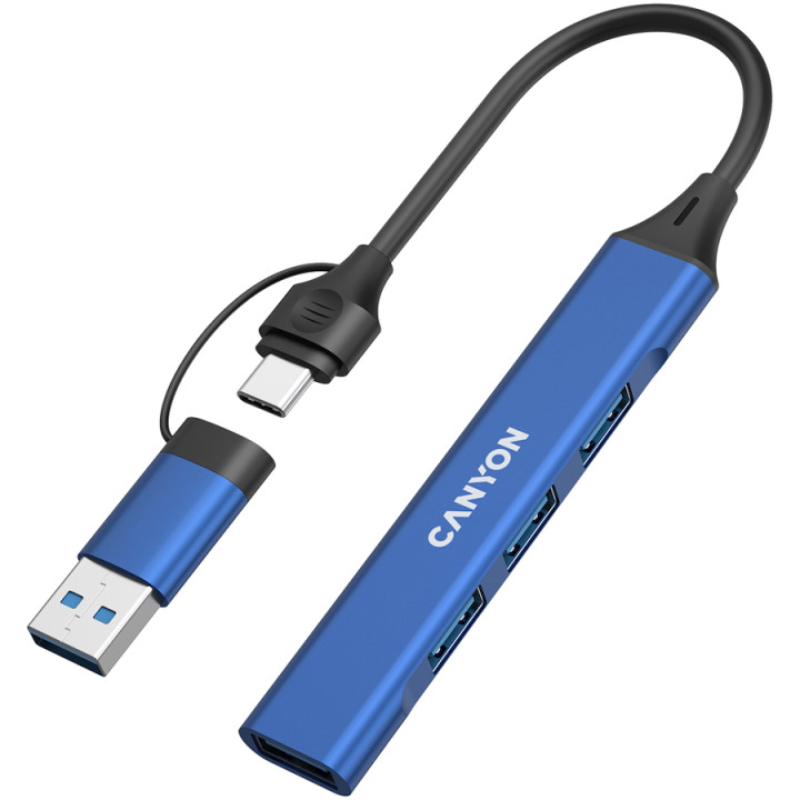 Хъб Canyon DS-02 4in1 USB-A/C Blue - CNS-TDS02BL