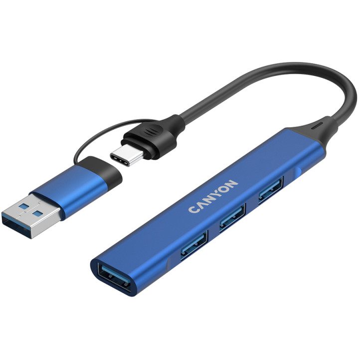 Хъб Canyon DS-02 4in1 USB-A/C Blue - CNS-TDS02BL
