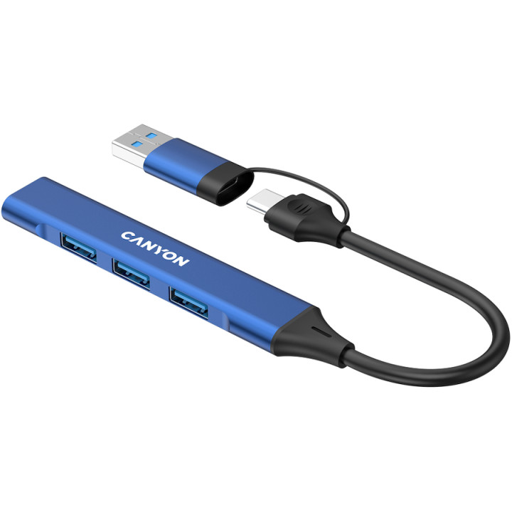 Хъб Canyon DS-02 4in1 USB-A/C Blue - CNS-TDS02BL