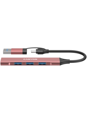 Хъб Canyon DS-02 4in1 USB-A/C Pink - CNS-TDS02P