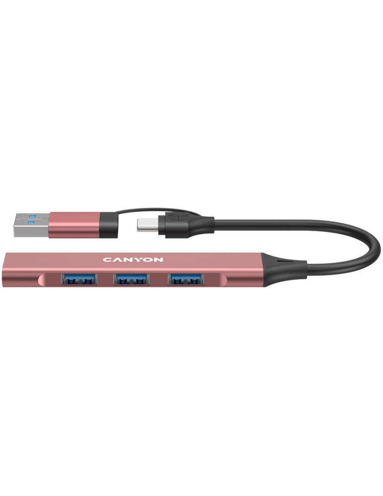 Хъб Canyon DS-02 4in1 USB-A/C Pink - CNS-TDS02P