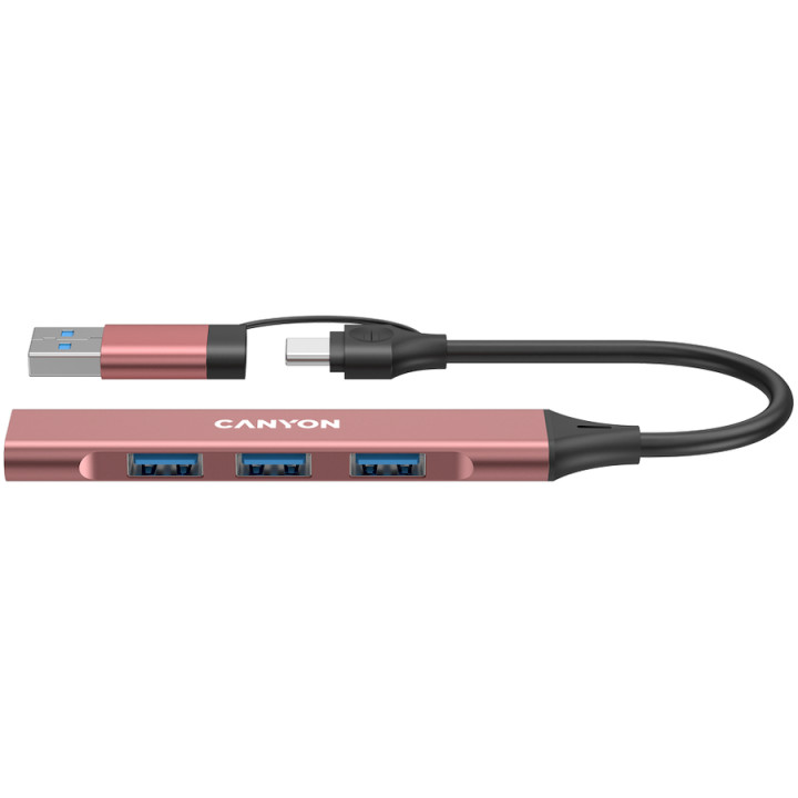 Хъб Canyon DS-02 4in1 USB-A/C Pink - CNS-TDS02P
