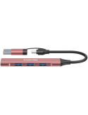 Хъб Canyon DS-02 4in1 USB-A/C Pink - CNS-TDS02P