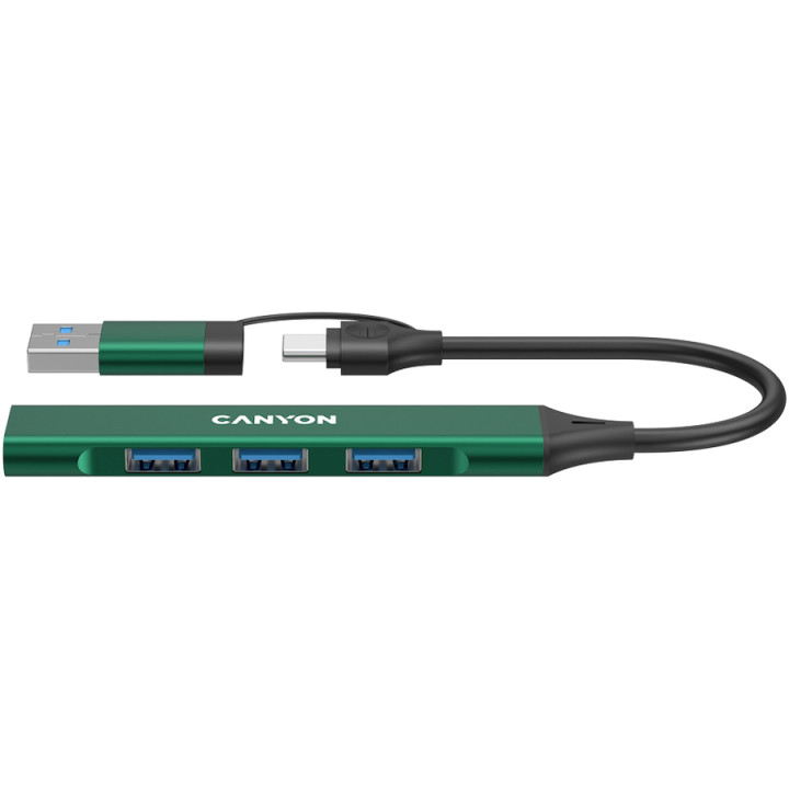 Хъб Canyon DS-02 4in1 USB-A/C Green - CNS-TDS02GR