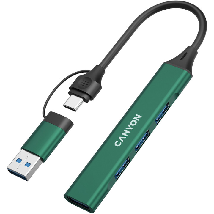 Хъб Canyon DS-02 4in1 USB-A/C Green - CNS-TDS02GR