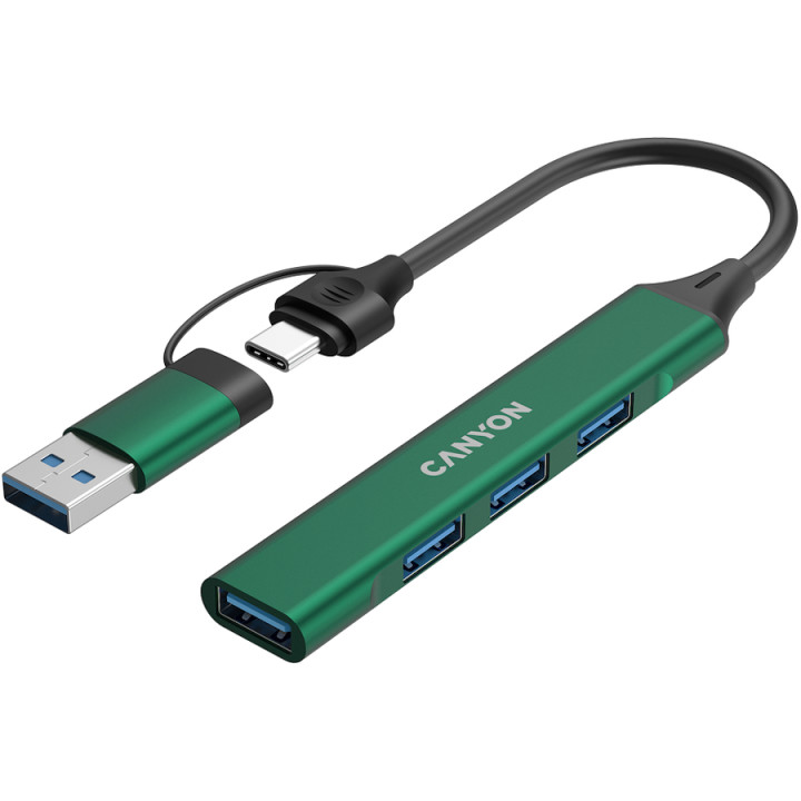 Хъб Canyon DS-02 4in1 USB-A/C Green - CNS-TDS02GR