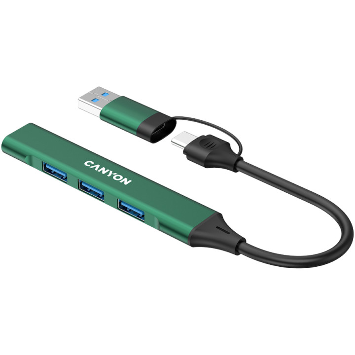 Хъб Canyon DS-02 4in1 USB-A/C Green - CNS-TDS02GR