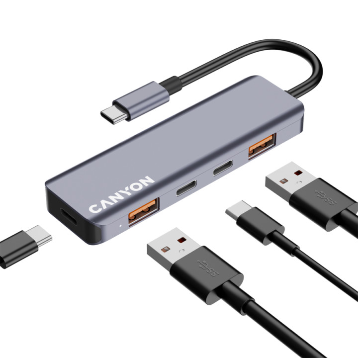 Хъб Canyon DS-18 5in1 USB-C Grey - CNS-TDS18