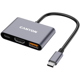 Хъб Canyon DS-4 3in1 USB-C Grey - CNS-TDS4