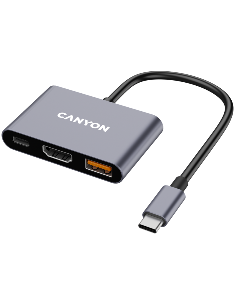 Хъб Canyon DS-4 3in1 USB-C Grey - CNS-TDS4