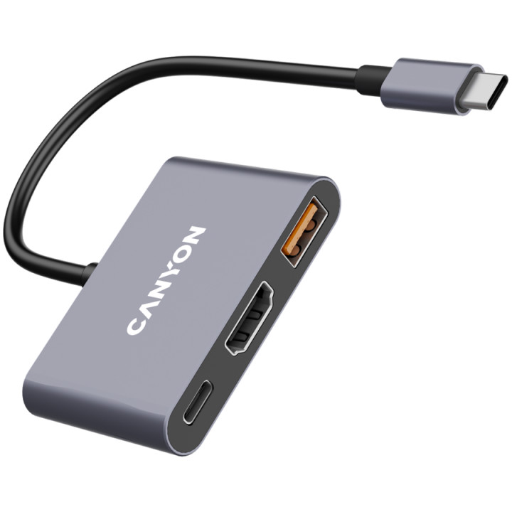 Хъб Canyon DS-4 3in1 USB-C Grey - CNS-TDS4