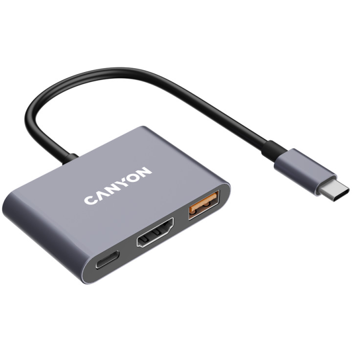 Хъб Canyon DS-4 3in1 USB-C Grey - CNS-TDS4