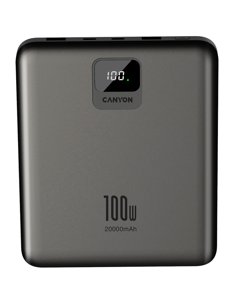 Външна батерия Canyon PB-2008 LED FLAT 20000 mAh PD100W QC3.0 Dark Grey - CNE-CPB2008DG