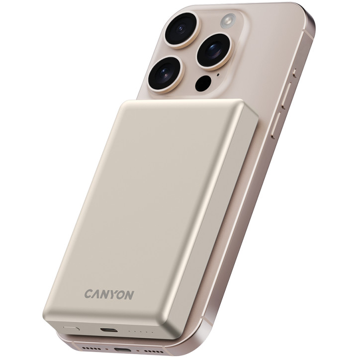 Външна батерия Canyon OnPower 510 slim Magsafe 10000 mAh PD20W Beige - CNS-CPB510BE