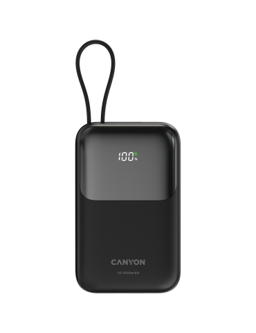 Външна батерия Canyon OnPower 101 built-in cable 10000 mAh PD22.5W Black - CNS-CPB101BK