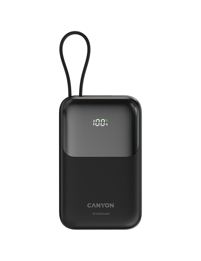 Външна батерия Canyon OnPower 101 built-in cable 10000 mAh PD22.5W Black - CNS-CPB101BK