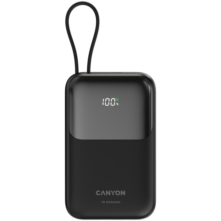 Външна батерия Canyon OnPower 101 built-in cable 10000 mAh PD22.5W Black - CNS-CPB101BK
