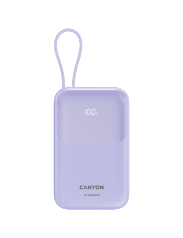Външна батерия Canyon OnPower 101 built-in cable 10000 mAh PD22.5W Purple - CNS-CPB101PU