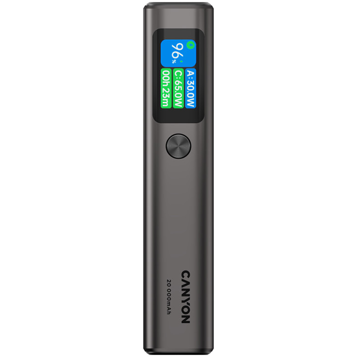 Външна батерия Canyon OnPower 230 TFT 20000 mAh PD130W Dark Grey - CNS-CPB230DG
