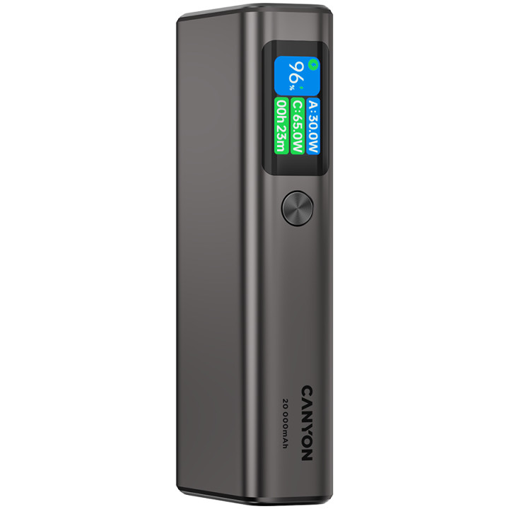 Външна батерия Canyon OnPower 230 TFT 20000 mAh PD130W Dark Grey - CNS-CPB230DG