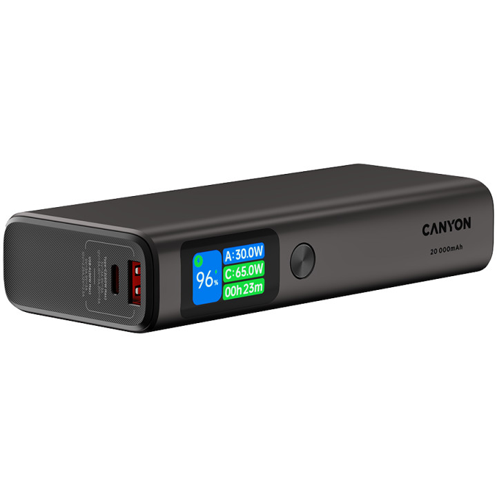 Външна батерия Canyon OnPower 230 TFT 20000 mAh PD130W Dark Grey - CNS-CPB230DG