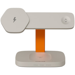 Безконтактно зарядно Canyon Hexagon 310 3in1 LightGrey/Orange - CNS-WCS310LGOR