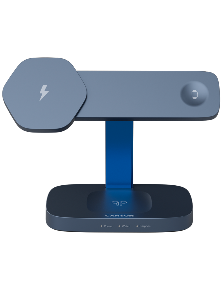 Безконтактно зарядно Canyon Hexagon 310 3in1 DarkGrey/Blue - CNS-WCS310DGBL