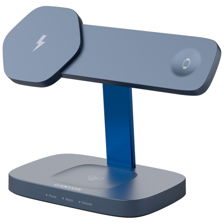Безконтактно зарядно Canyon Hexagon 310 3in1 DarkGrey/Blue - CNS-WCS310DGBL
