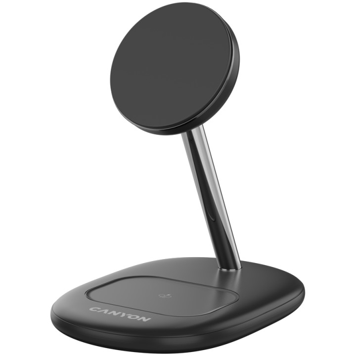 Безконтактно зарядно Canyon WCS-205 15W Qi2 2in1 Black - CNS-WCS205B