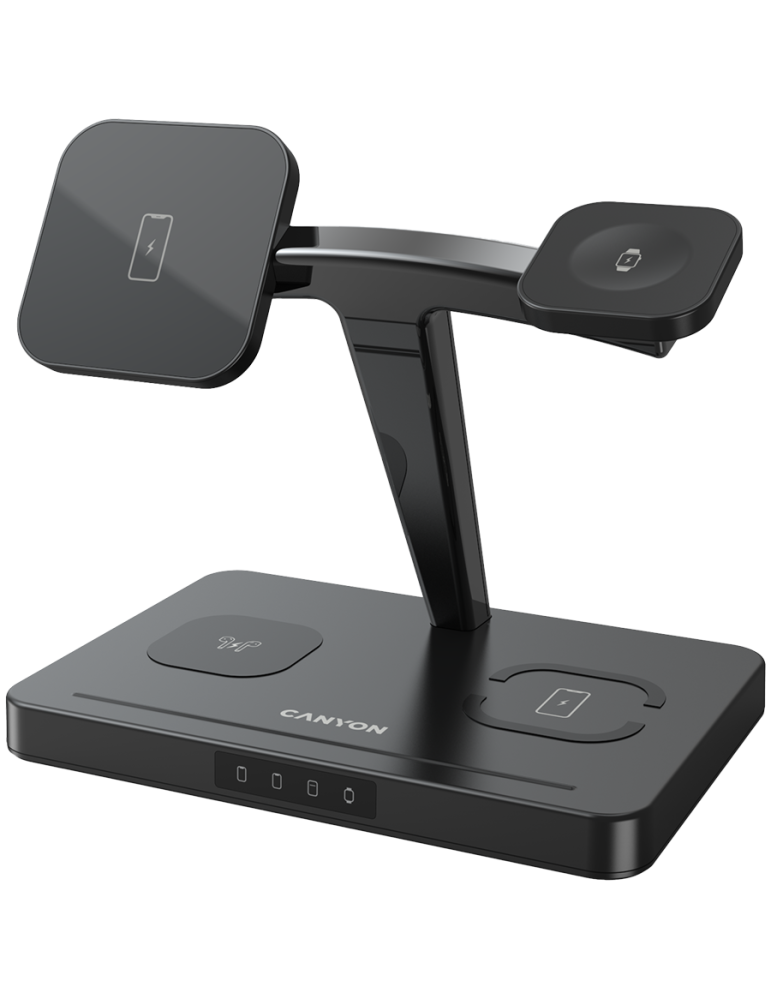 Безконтактно зарядно Canyon WS-404 15W 4in1 Black - CNS-WCS404