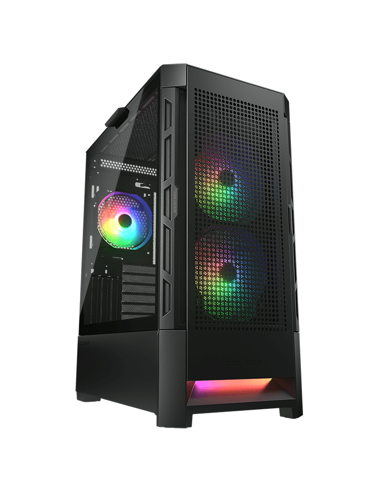 Кутия за компютър Cougar Duoface RGB Black Mid Tower, Airflow Front Panel, 2 x 140mm & 1x 120mm ARGB Fans incl., TG Left Panel - CGR-5ZD1B-RGB