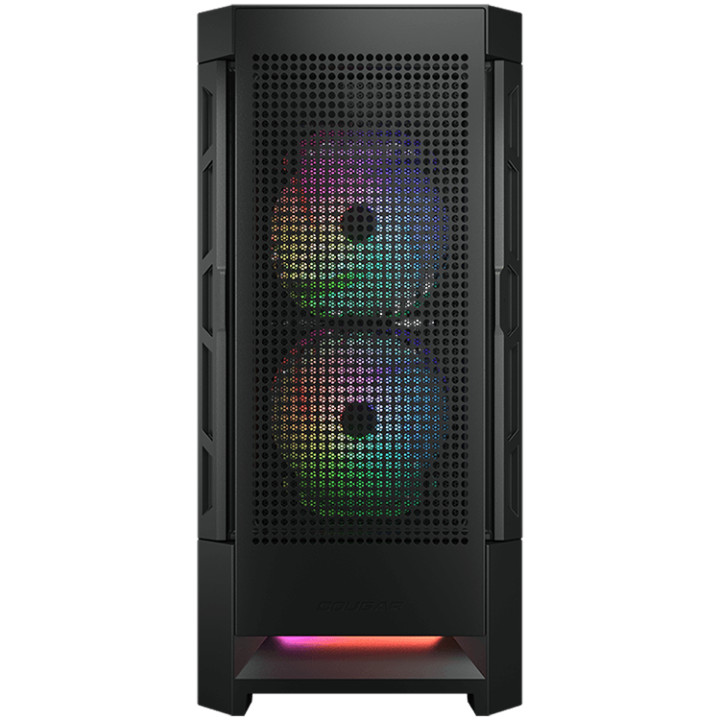 Кутия за компютър Cougar Duoface RGB Black Mid Tower, Airflow Front Panel, 2 x 140mm & 1x 120mm ARGB Fans incl., TG Left Panel - CGR-5ZD1B-RGB