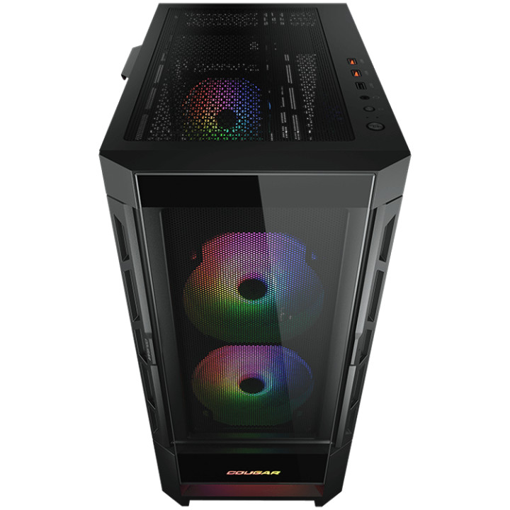 Кутия за компютър Cougar Duoface RGB Black Mid Tower, Airflow Front Panel, 2 x 140mm & 1x 120mm ARGB Fans incl., TG Left Panel - CGR-5ZD1B-RGB