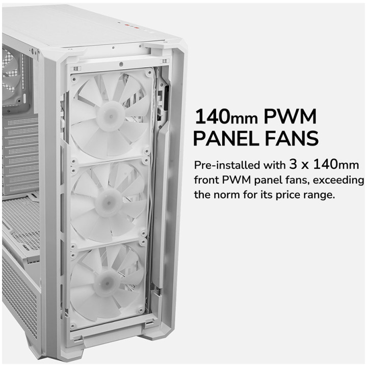 Кутия за компютър Cougar MX600, Mid Tower, White - CGR-57C9W-RGB