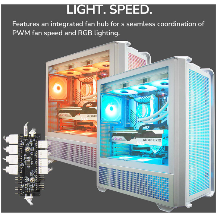 Кутия за компютър Cougar MX600, Mid Tower, White - CGR-57C9W-RGB