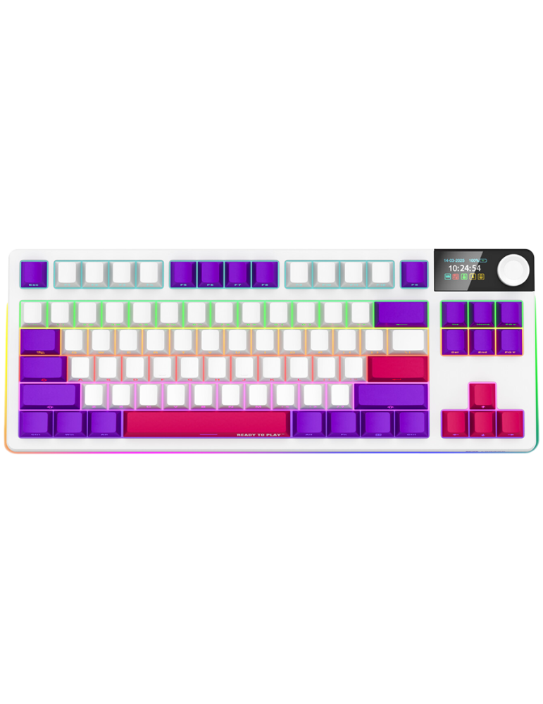Безжична механична геймърска клавиатура Lorgar KBP70TKLW, Wireless TKL Mechanical Gaming Keyboard Pro, White, EN layout - LRG-KBP70TKLW-WH-US