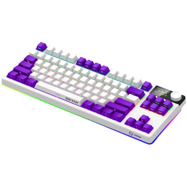 Безжична механична геймърска клавиатура Lorgar KBP70TKLW, Wireless TKL Mechanical Gaming Keyboard Pro, White, EN layout - LRG-KBP70TKLW-WH-US