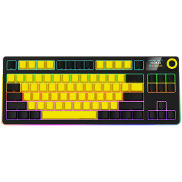Безжична механична геймърска клавиатура Lorgar KBP70TKLW, Wireless TKL Mechanical Gaming Keyboard Pro, Black/yellow, EN layout - LRG-KBP70TKLW-YL-US