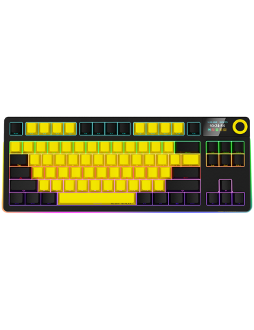 Безжична механична геймърска клавиатура Lorgar KBP70TKLW, Wireless TKL Mechanical Gaming Keyboard Pro, Black/yellow, EN layout - LRG-KBP70TKLW-YL-US