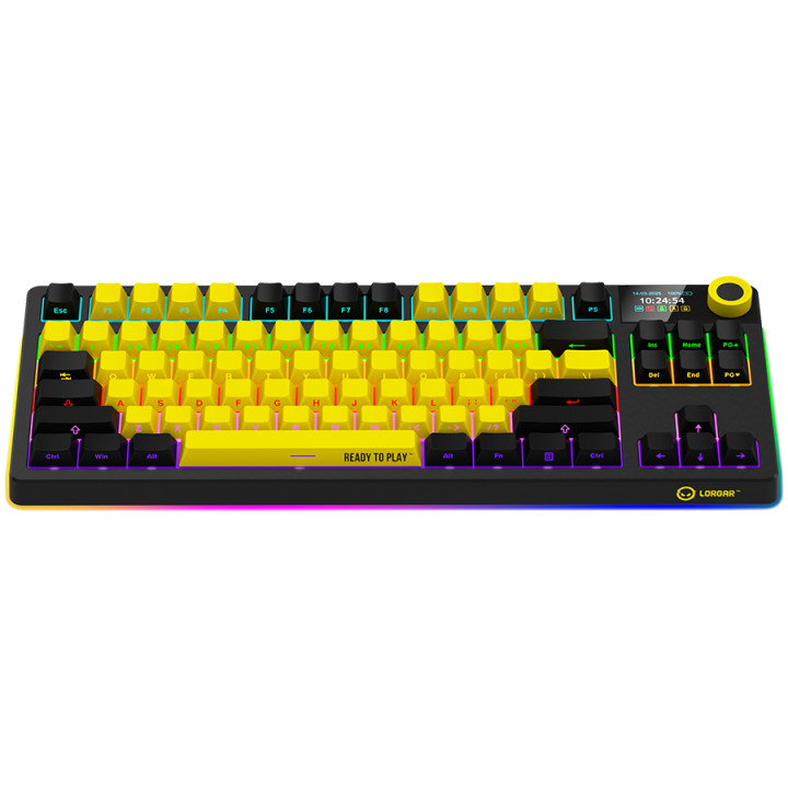 Безжична механична геймърска клавиатура Lorgar KBP70TKLW, Wireless TKL Mechanical Gaming Keyboard Pro, Black/yellow, EN layout - LRG-KBP70TKLW-YL-US