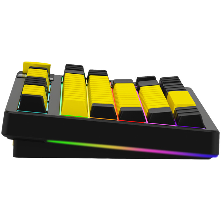 Безжична механична геймърска клавиатура Lorgar KBP70TKLW, Wireless TKL Mechanical Gaming Keyboard Pro, Black/yellow, EN layout - LRG-KBP70TKLW-YL-US