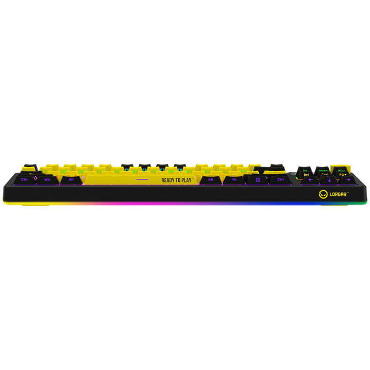 Безжична механична геймърска клавиатура Lorgar KBP70TKLW, Wireless TKL Mechanical Gaming Keyboard Pro, Black/yellow, EN layout - LRG-KBP70TKLW-YL-US