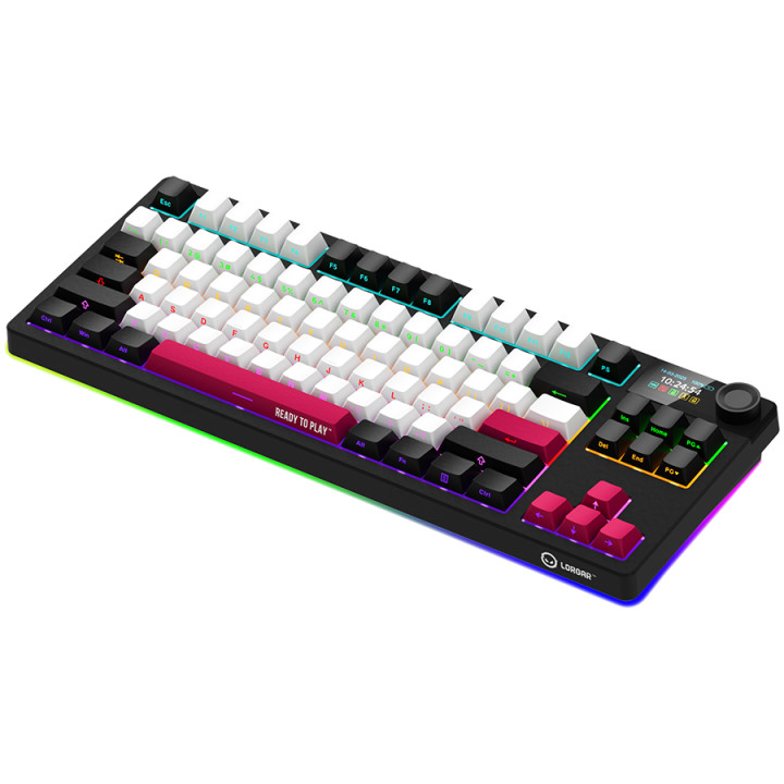 Безжична механична геймърска клавиатура Lorgar KBP70TKLW, Wireless TKL Mechanical Gaming Keyboard Pro, Black/red, EN layout - LRG-KBP70TKLW-BK-US