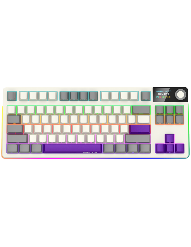 Безжична механична геймърска клавиатура Lorgar KBP70TKLW, Wireless TKL Mechanical Gaming Keyboard Pro, Beige, EN layout - LRG-KBP70TKLW-RT-US