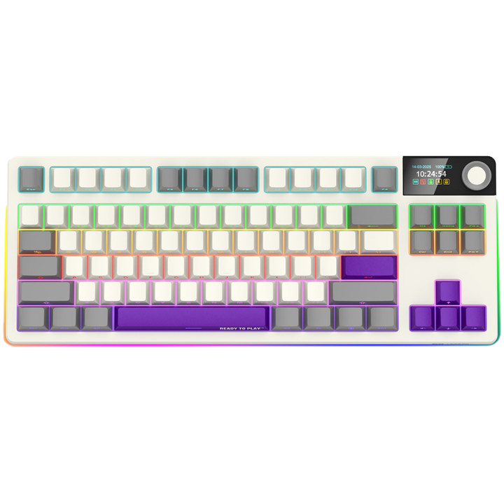 Безжична механична геймърска клавиатура Lorgar KBP70TKLW, Wireless TKL Mechanical Gaming Keyboard Pro, Beige, EN layout - LRG-KBP70TKLW-RT-US
