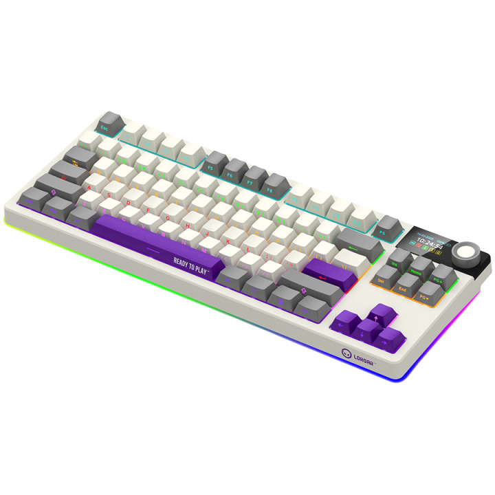 Безжична механична геймърска клавиатура Lorgar KBP70TKLW, Wireless TKL Mechanical Gaming Keyboard Pro, Beige, EN layout - LRG-KBP70TKLW-RT-US