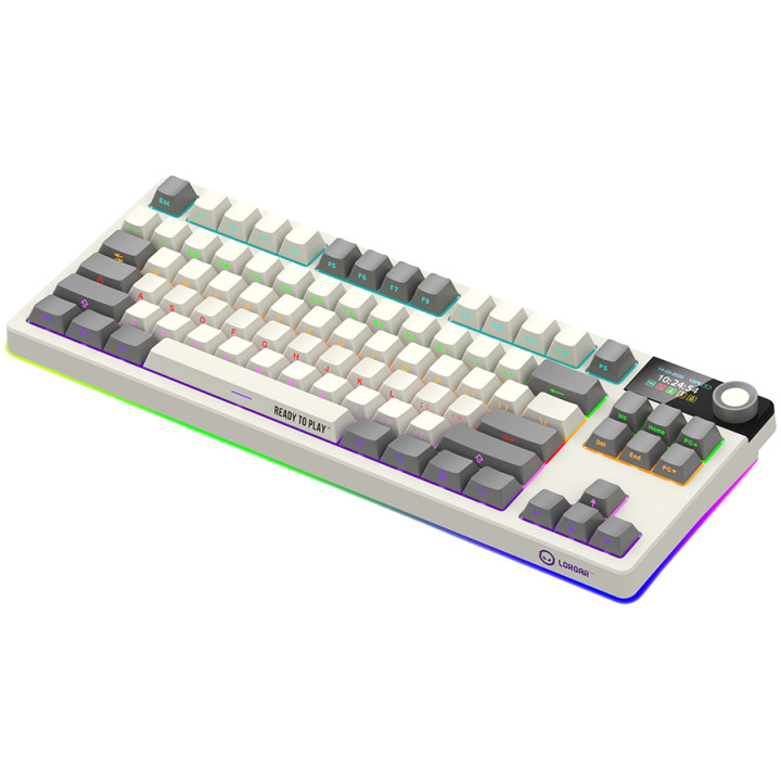 Безжична механична геймърска клавиатура Lorgar KBP70TKLW, Wireless TKL Mechanical Gaming Keyboard Pro, Beige, EN layout - LRG-KBP70TKLW-RT-US
