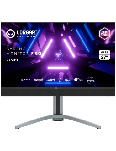 Монитор Lorgar 27MP1, 27" (3840*2160) fast IPS, UHD MiniLED Gaming Monitor Pro, flat, black/milky grey - LRG-27MP1U160-GY
