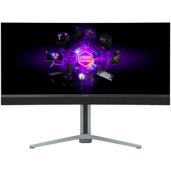 Монитор Lorgar 34MP1, 34" (3440*1440) VA curved, UWQHD MiniLED Gaming Monitor Pro, black/milky grey - LRG-34MP1W180C-GY
