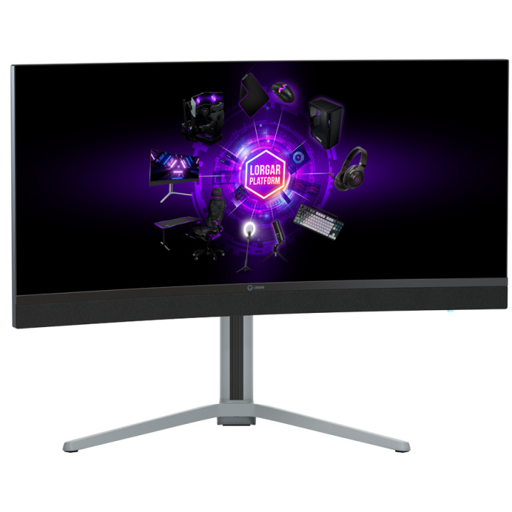 Монитор Lorgar 34MP1, 34" (3440*1440) VA curved, UWQHD MiniLED Gaming Monitor Pro, black/milky grey - LRG-34MP1W180C-GY